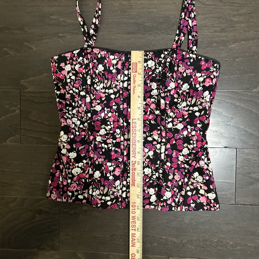 White House Black Market Floral Corset Top 2 Black Pink Bustier Y2K Coquette - Picture 5 of 6